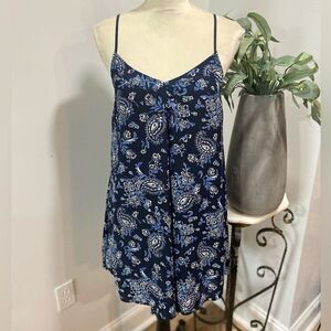 Abercrombie and Fitch Navy Blue Paisley Spaghetti Strap Slip Dress